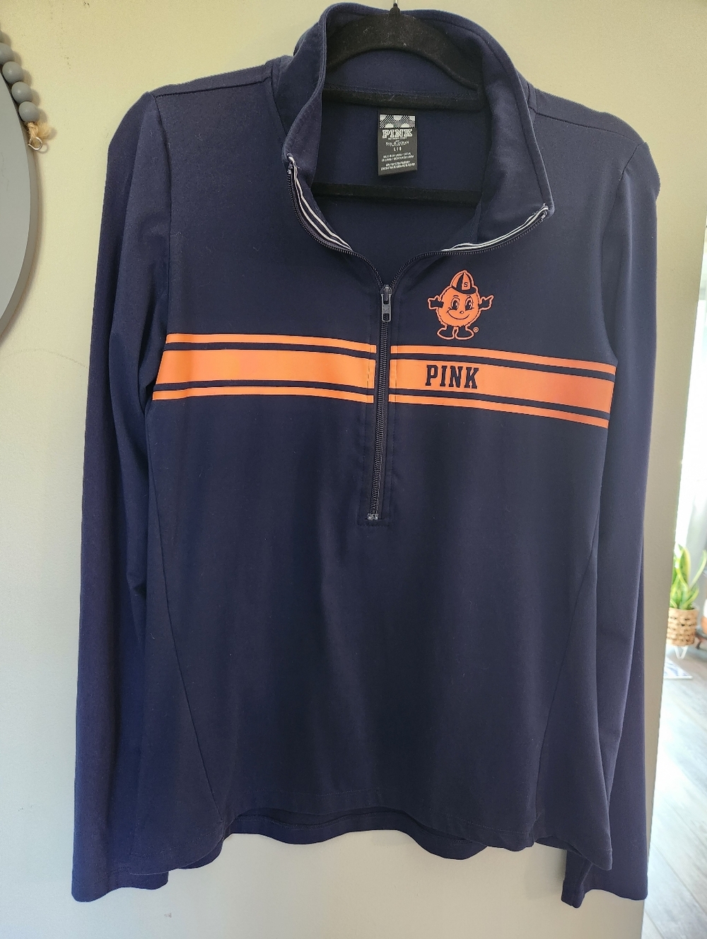 PINK Victoria's Secret SU Syracuse University Orange Quarter Zip Pullover Top